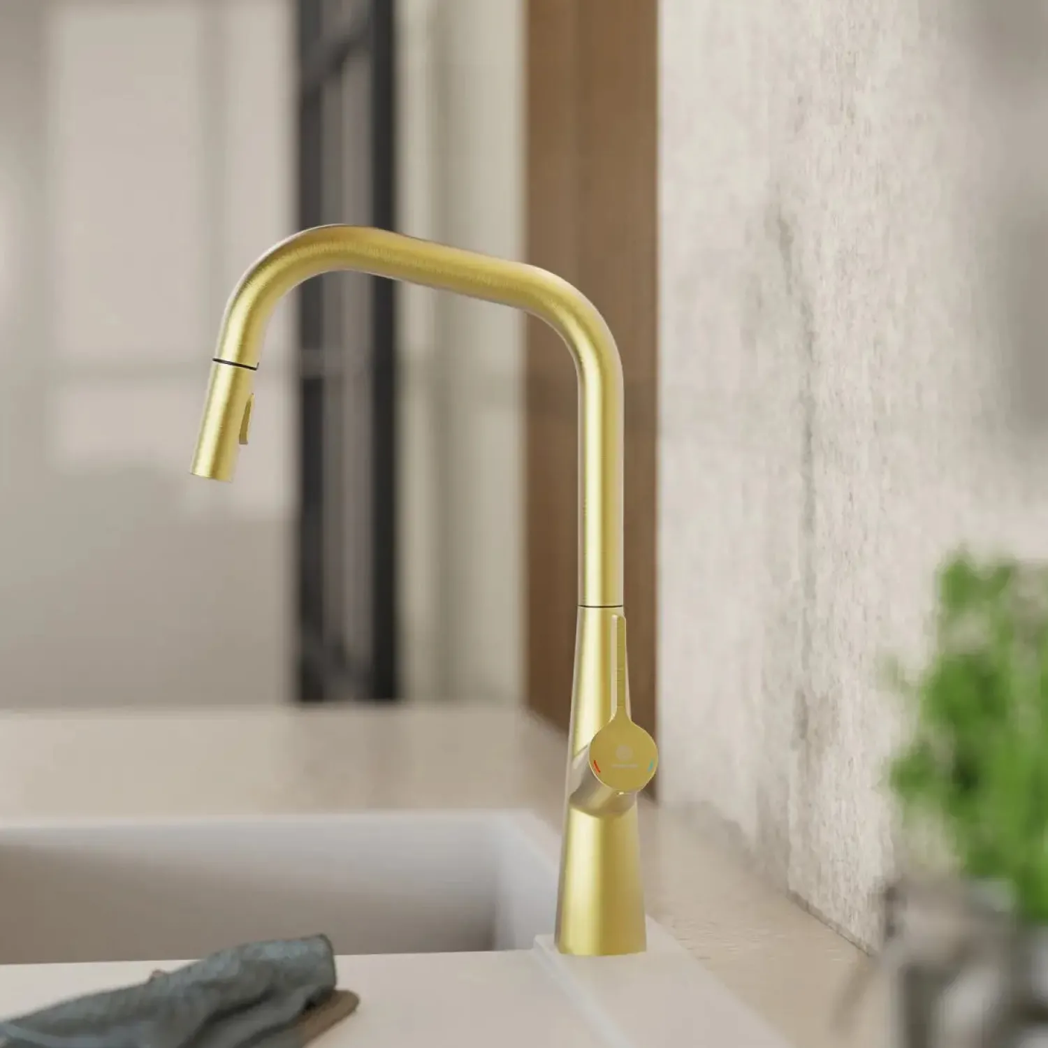 New Single Hole Pull Down Kitchen Faucet in Brushed Gold Single Hole