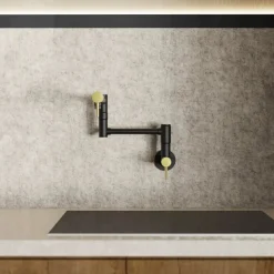 Outlet Wall Mounted Pot Filler | Matte Black & Brushed Gold Single Hole