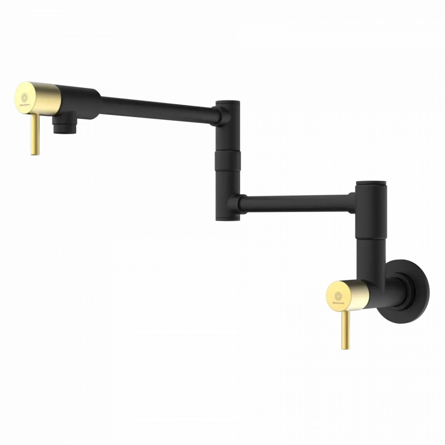 Outlet Wall Mounted Pot Filler | Matte Black & Brushed Gold Single Hole