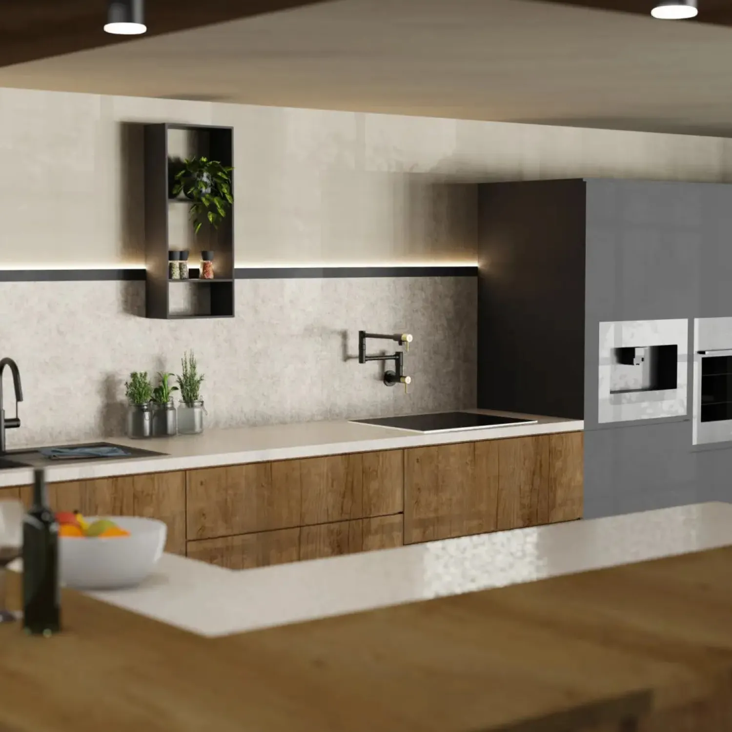 Outlet Wall Mounted Pot Filler | Matte Black & Brushed Gold Single Hole