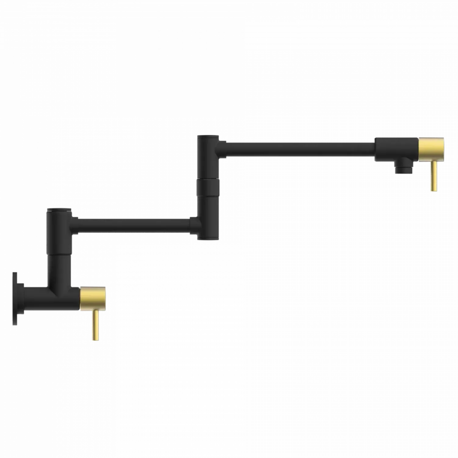Outlet Wall Mounted Pot Filler | Matte Black & Brushed Gold Single Hole