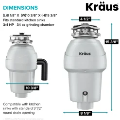 Online WasteGuard 3/4 HP Continuous Feed Garbage Disposal with Ultra-Quiet Motor Garbage Disposals & Parts