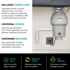 Online WasteGuard 3/4 HP Continuous Feed Garbage Disposal with Ultra-Quiet Motor Garbage Disposals & Parts