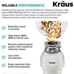 Online WasteGuard 3/4 HP Continuous Feed Garbage Disposal with Ultra-Quiet Motor Garbage Disposals & Parts