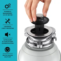 Online WasteGuard 3/4 HP Continuous Feed Garbage Disposal with Ultra-Quiet Motor Garbage Disposals & Parts