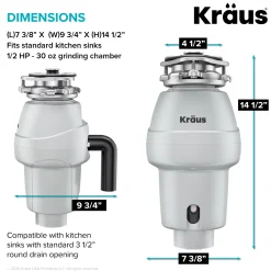 Clearance WasteGuard 1/2 HP Continuous Feed Garbage Disposal with Ultra-Quiet Motor Garbage Disposals & Parts