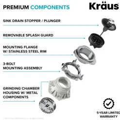 Clearance WasteGuard 1/2 HP Continuous Feed Garbage Disposal with Ultra-Quiet Motor Garbage Disposals & Parts