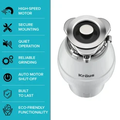 Clearance WasteGuard 1/2 HP Continuous Feed Garbage Disposal with Ultra-Quiet Motor Garbage Disposals & Parts