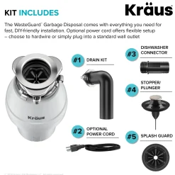Clearance WasteGuard 1/2 HP Continuous Feed Garbage Disposal with Ultra-Quiet Motor Garbage Disposals & Parts