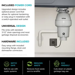 Clearance WasteGuard 1/2 HP Continuous Feed Garbage Disposal with Ultra-Quiet Motor Garbage Disposals & Parts