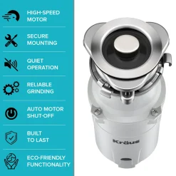 Discount WasteGuard 1/3 HP Continuous Feed Garbage Disposal with Ultra-Quiet Motor Garbage Disposals & Parts