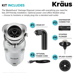 Discount WasteGuard 1/3 HP Continuous Feed Garbage Disposal with Ultra-Quiet Motor Garbage Disposals & Parts