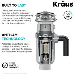 Discount WasteGuard 1/3 HP Continuous Feed Garbage Disposal with Ultra-Quiet Motor Garbage Disposals & Parts