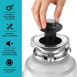 Sale WasteGuard 1 HP Continuous Feed Garbage Disposal with Ultra-Quiet Motor Garbage Disposals & Parts