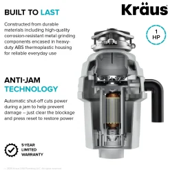 Sale WasteGuard 1 HP Continuous Feed Garbage Disposal with Ultra-Quiet Motor Garbage Disposals & Parts