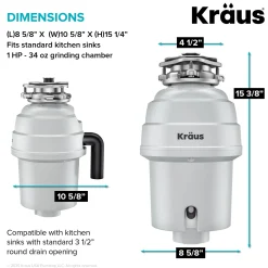 Sale WasteGuard 1 HP Continuous Feed Garbage Disposal with Ultra-Quiet Motor Garbage Disposals & Parts