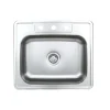 Clearance 25" 20-Gauge Drop-in 3-Hole Single Bowl ADA Compliant Stainless Steel Kitchen Sink with Strainer Drop-In / Top Mount Sinks|Stainless Steel Sinks