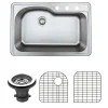Hot 33" 18-Gauge Drop-in Single Bowl Stainless Steel Sink with Grid Rack and Basket Strainer Drop-In / Top Mount Sinks|Stainless Steel Sinks