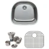 Hot 24" 18-Gauge Undermount D-shaped Single Bowl Stainless Steel Kitchen Sink with Grid Rack and Basket Strainer Stainless Steel Sinks|Single Bowl Sinks