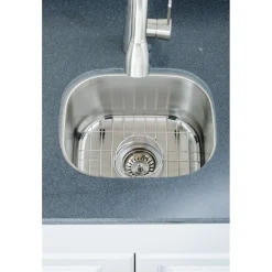 Clearance 15" 18-Gauge Undermount Single Bowl Stainless Steel Bar Sink with Grid Rack and Strainer Bar / Prep Sinks