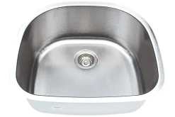 Hot 24" 16-Gauge Undermount D-shaped Single Bowl Stainless Steel Kitchen Sink Stainless Steel Sinks|Single Bowl Sinks