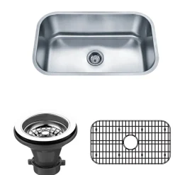 Sale 30" 18-Gauge Undermount Single Bowl Stainless Steel Kitchen Sink with Grid Rack and Strainer Stainless Steel Sinks|Single Bowl Sinks