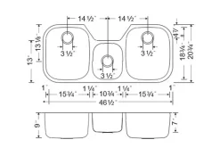 Online 46" 18-Gauge Undermount Triple Bowl Stainless Steel Kitchen Sink Stainless Steel Sinks|Undermount Sinks