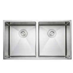 New Handcrafted 33" 16-Gauge Undermount 50-50 Double Bowl Stainless Steel Kitchen Sink Stainless Steel Sinks|Double Bowl Sinks