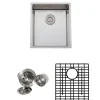 Handcrafted 17" 16-Gauge Undermount Stainless Steel Bar Sink with Grid Rack and Basket Strainer Bar / Prep Sinks