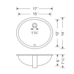 17-Inch Oval Undermount Single Bowl Bathroom Sink Undermount