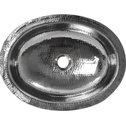 Outlet 17 1/2" x 13 3/4" Hand Hammered Stainless Steel Oval Undermount Bathroom Sink Undermount|Stainless Steel Sinks
