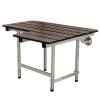 Discount 28" x 21" Wall Mount Fold Down Shower Seat with Additional Floor Supports in Dark Mahogany Wood Grain & Stainless Shower Seats