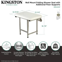 Best 22"x 16" Wall Mount Fold Down Shower Seat with Floor Support in Brushed Stainless Steel Shower Seats