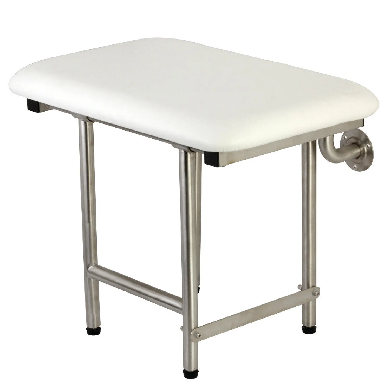 Best 22"x 16" Wall Mount Fold Down Shower Seat with Floor Support in Brushed Stainless Steel Shower Seats