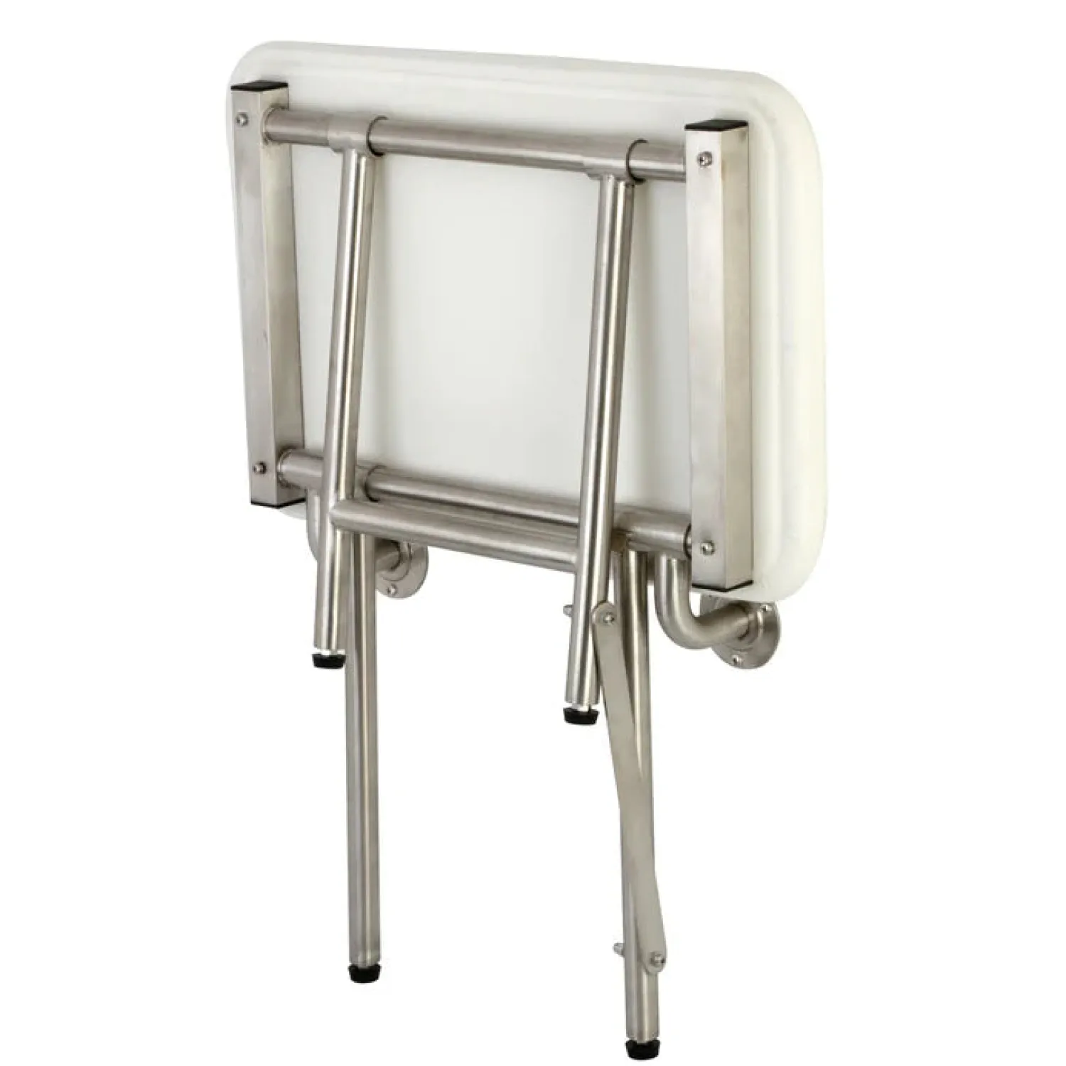 Best 22"x 16" Wall Mount Fold Down Shower Seat with Floor Support in Brushed Stainless Steel Shower Seats